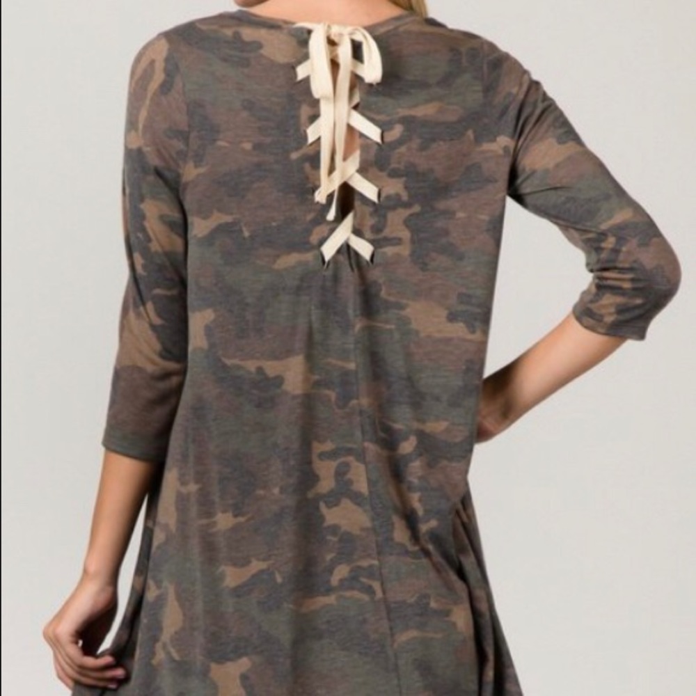 Camo lace up dress